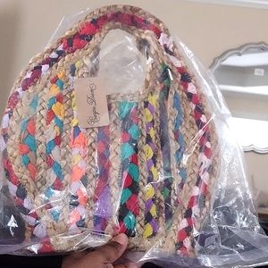 Carpe Diem Jute Tote Bag Petite/Medium (Mult/Fabric) NWT